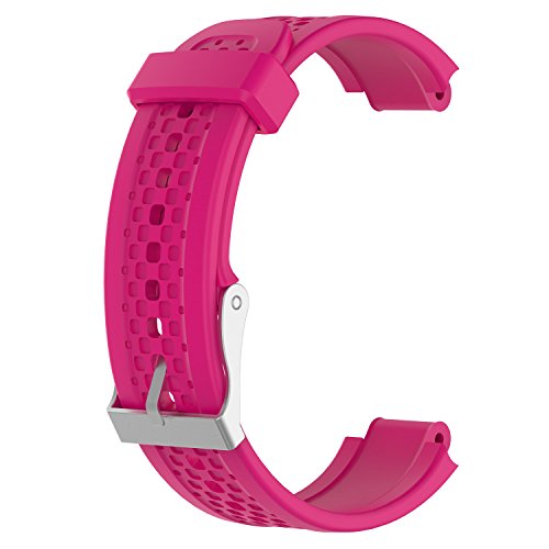 Yikamosi Compatible con Garmin Forerunner 25 Correa,liberación rápida Silicona Suave Cierre de Acero Inoxidable Correas de Repuesto para Garmin Forerunner 25 Mujer,Rosa roja