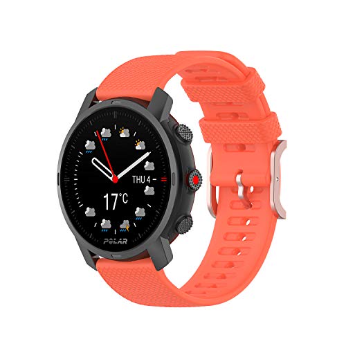 Yikamosi Compatible con Polar Grit X Watch Correa,22mm liberación rápida Silicona Suave Oro Rosa Cierre de Acero Inoxidable Correas de Repuesto para Polar Grit X/Vantage M/M2,Naranja