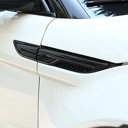 YIWANG ABS cromado puerta lateral Fender salida de ventilación de aire ajuste 4 piezas para accesorios de coche RangeRover Evoque 2012-2018 (negro brillante)