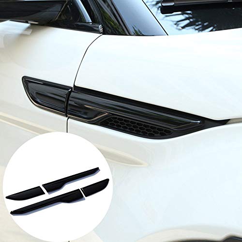 YIWANG ABS cromado puerta lateral Fender salida de ventilación de aire ajuste 4 piezas para accesorios de coche RangeRover Evoque 2012-2018 (negro brillante)