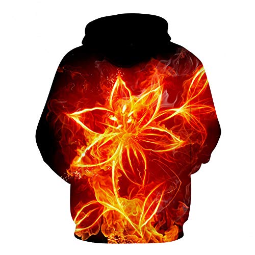 YJDSZD Sudadera con Capucha con Estampado 3D Unisex Sudadera con Capucha Novedad Chaqueta de chándal de Manga Larga Harajuku Juventud Cool Red Flower Flame Flower Line Pattern Imprimir