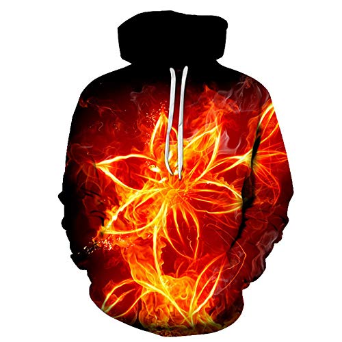 YJDSZD Sudadera con Capucha con Estampado 3D Unisex Sudadera con Capucha Novedad Chaqueta de chándal de Manga Larga Harajuku Juventud Cool Red Flower Flame Flower Line Pattern Imprimir