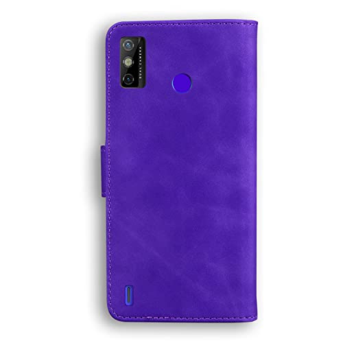 YKTO Funda Cartera para Tecno Spark Go 2020/Spark 6 Go Billetera Soporte Abatible Funda Mariposa Apto Piel Folio Cuero PU Case Interior TPU Ranura Tarjeta para Tecno Spark Go 2020/Spark 6 Go-Púrpura