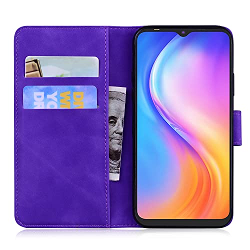 YKTO Funda Cartera para Tecno Spark Go 2020/Spark 6 Go Billetera Soporte Abatible Funda Mariposa Apto Piel Folio Cuero PU Case Interior TPU Ranura Tarjeta para Tecno Spark Go 2020/Spark 6 Go-Púrpura