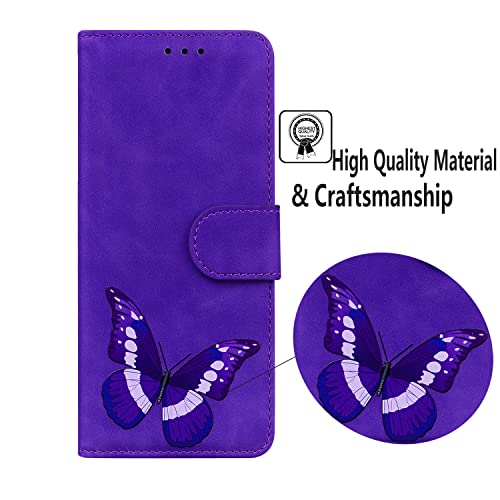 YKTO Funda Cartera para Tecno Spark Go 2020/Spark 6 Go Billetera Soporte Abatible Funda Mariposa Apto Piel Folio Cuero PU Case Interior TPU Ranura Tarjeta para Tecno Spark Go 2020/Spark 6 Go-Púrpura