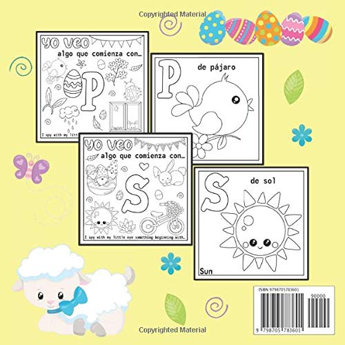 Yo veo...I Spy Easter in Spanish: A Fun Alphabet Coloring Picture Book for Kids Ages 2-5
