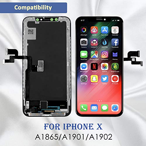 Yodoit Pantalla LCD para iPhone X Reemplazo Negro, 5.8 Pulgadas Display y Digitalizador Táctil Vidrio con Herramientas, Compatible con Modello A1865, A1901, A1902