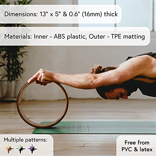 Yogi Bare Rueda de yoga antideslizante CORCHO de 33 cm para estiramientos - Mejora tus movimientos y Rojouce la tensión - Contribuye a un mayor equilibrio y flexibilidad - Cósmica