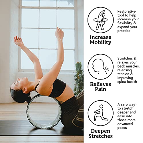 Yogi Bare Rueda de yoga antideslizante CORCHO de 33 cm para estiramientos - Mejora tus movimientos y Rojouce la tensión - Contribuye a un mayor equilibrio y flexibilidad - Cósmica