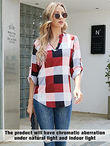 YOINS Blusa Mujer Manga Larga Camiseta Cuello V Camisa Elegante Túnica Casual SueltoTops Otoño Invierno