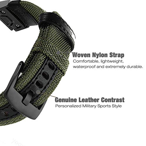 YOOSIDE Para Fenix 5X/Fenix 6X QuickFit, correa de nailon de repuesto para Garmin Fenix 5X/5X Plus, Fenix 6X Pro, Sapphire, Fenix 3, Enduro, verde