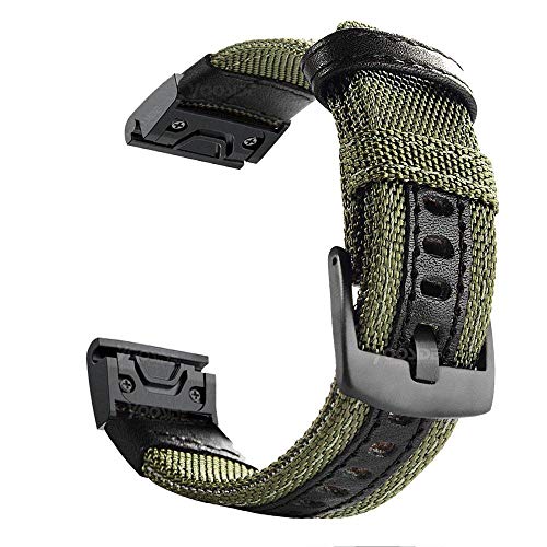 YOOSIDE Para Fenix 5X/Fenix 6X QuickFit, correa de nailon de repuesto para Garmin Fenix 5X/5X Plus, Fenix 6X Pro, Sapphire, Fenix 3, Enduro, verde