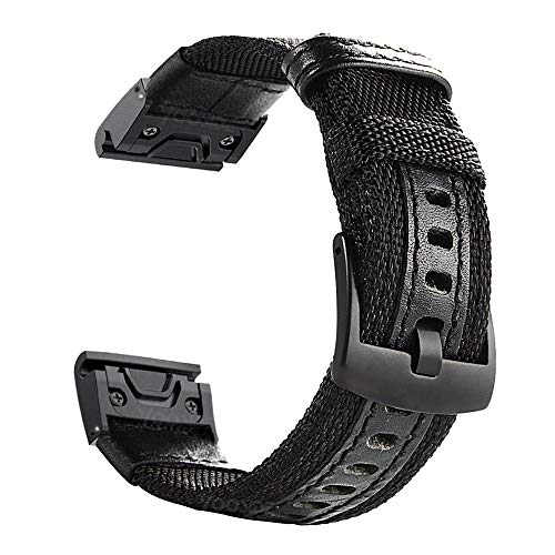 YOOSIDE Para Fenix 6X/Fenix 5X QuickFit, correa de nailon de repuesto para Garmin Fenix 5X/5X Plus, Fenix 6X Pro, Sapphire, Enduro, Tactix Delta, color negro