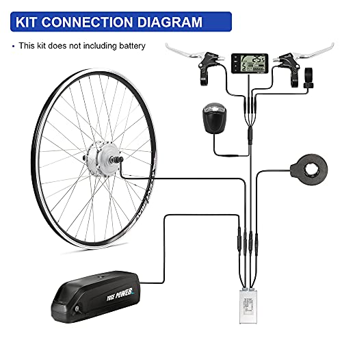 YOSE POWER Hub Motor 36V250W 28" Front Motor Bicycle E-Bike Hub Conversion Kit Silver DIY E-Bike LCD Display with Front Light …