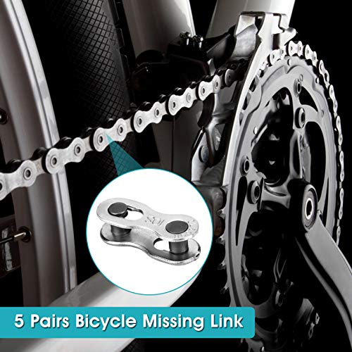Yosoo Health Gear 5 Pares de Eslabones Perdidos de Bicicleta, Cadena de Liberación Rápida Conector de Eslabón de Cadena de Bicicleta para Velocidad 6/7/8/9/10