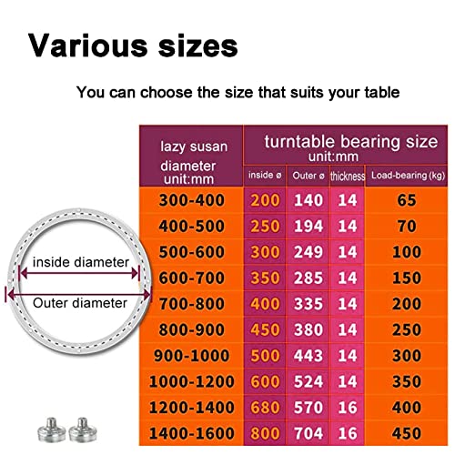 YQDZADA6 Rodamiento Giratorio - Cojinete De Aluminio, Ø 8" 10" 12" 14" 16" Lisa Placa Giratoria,para Mesa De Cocina De Vidrio/Granito O Madera,También Se USA para Hacer Lazy Susan,fácil De Usar