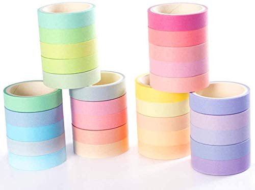 YUBX Flaco Washi Tape Set Masking Tape cinta adhesiva decorativa Washi Glitter Adhesivo 10MM De ancho 30 Rollo (Macaron)