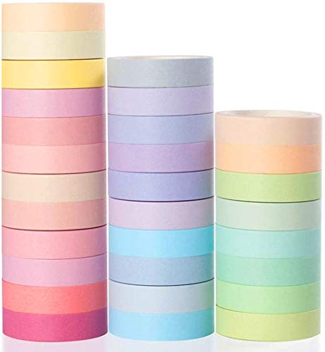 YUBX Flaco Washi Tape Set Masking Tape cinta adhesiva decorativa Washi Glitter Adhesivo 10MM De ancho 30 Rollo (Macaron)