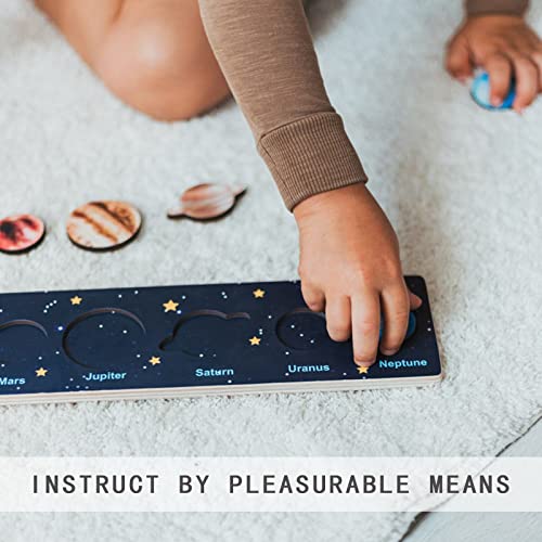 Yusea Puzzle con sistema solar, diseño de planetas de madera Jigsaw Thinking Training Educational Toys Great Gifts para niños