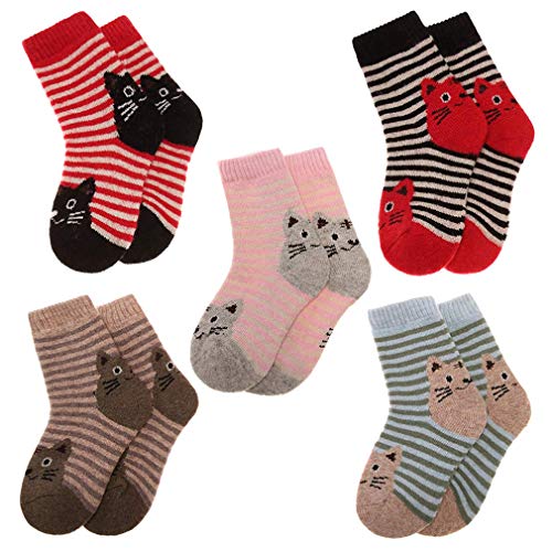 Z-Chen Pack de 5 Pares Calcetines Térmicos de Invierno para Niñas, 4-6 Años