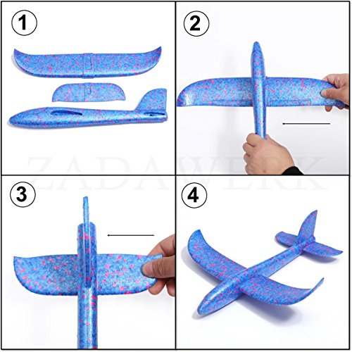 ZADAWERK® Avión de poliestireno - 35 cm - Azul - Planeador - Juguete