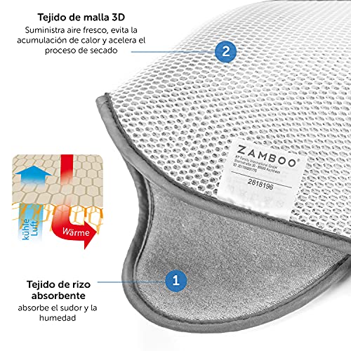 Zamboo Colchoneta Universal Grupo 0+ (se adapta a Maxi-Cosi/Cybex/Römer) | Asiento Verano Silla Auto 3D transpirable, reduce la sudoración y protege la funda - Gris