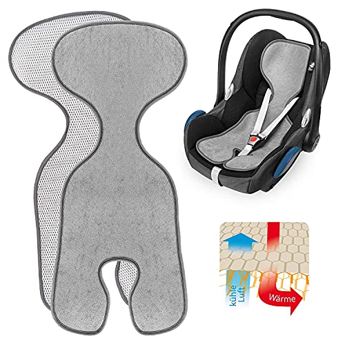 Zamboo Colchoneta Universal Grupo 0+ (se adapta a Maxi-Cosi/Cybex/Römer) | Asiento Verano Silla Auto 3D transpirable, reduce la sudoración y protege la funda - Gris