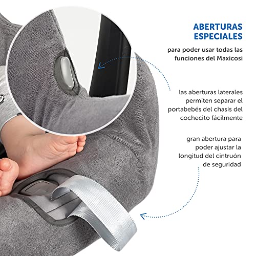 Zamboo Funda de Verano Maxicosi Cabriofix - Ajuste Perfecto Asiento de Coche Grupo 0+ Maxi-Cosi, transpirable y lavable a máquina - Gris