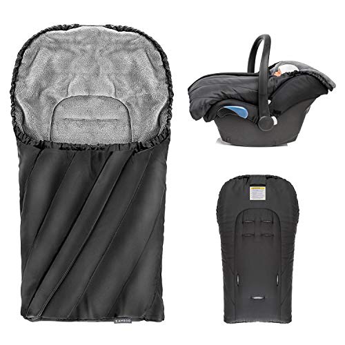 Zamboo Saco Grupo 0 Universal DELUXE - Saco Capazo Bebe Invierno con forro polar térmico - Saco Cuco bebe con capucha tipo momia y bolsa - color Negro/Gris