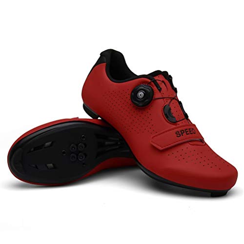 Zapatilla de Ciclismo de Carretera Hombre Mujer Antideslizantes Calzado de Bicicleta de montaña Rojo 44