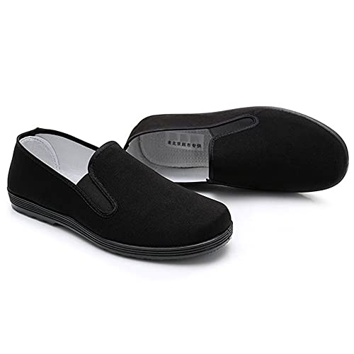 Zapatillas Chinas de Kung Fu de Lona para Artes Marciales, Zapatos de Tai Chi, Suela de Goma, Unisex, Todo Negro, Talla EU 42 (260cm)