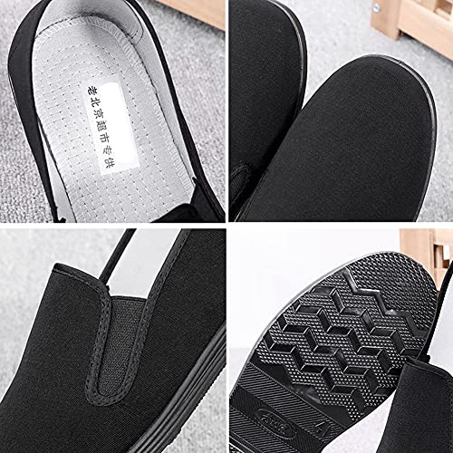 Zapatillas Chinas de Kung Fu de Lona para Artes Marciales, Zapatos de Tai Chi, Suela de Goma, Unisex, Todo Negro, Talla EU 42 (260cm)