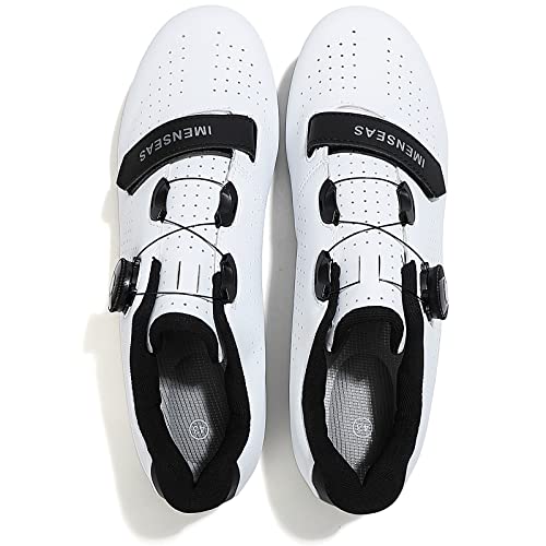 Zapatillas de Ciclismo - Carretera Montaña MTB Bicicleta para Hombre Mujer Calzado de Bicicleta de Carretera Compatible con SPD/SPD-SL de Interior Zapatillas de Ciclismo de Interior E White 45 EU