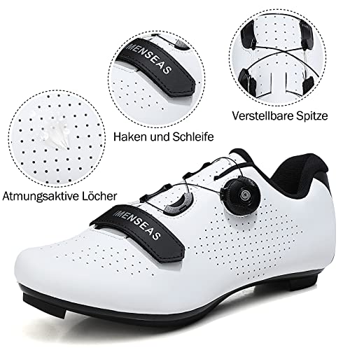 Zapatillas de Ciclismo - Carretera Montaña MTB Bicicleta para Hombre Mujer Calzado de Bicicleta de Carretera Compatible con SPD/SPD-SL de Interior Zapatillas de Ciclismo de Interior E White 45 EU