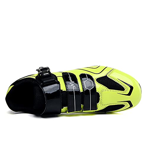 Zapatillas de Ciclismo Hombre Zapatos de Bicicleta Carretera Mujer Ciclismo de Interior Peloton Compatible con Tacos SPD y Look Delta Green 275