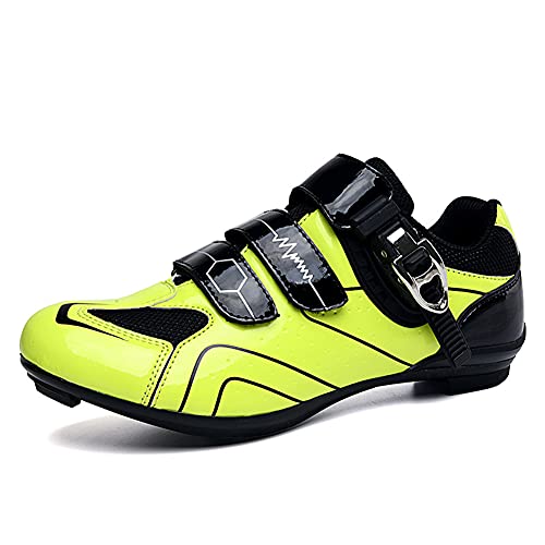 Zapatillas de Ciclismo Hombre Zapatos de Bicicleta Carretera Mujer Ciclismo de Interior Peloton Compatible con Tacos SPD y Look Delta Green 275