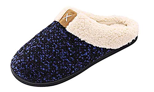 Zapatillas de Estar por casa Mujer Hombre Espuma de Memoria Invierno Interior Pantuflas Caliente Forro Ultraligero Cómodo y Antideslizante,Azul,38/39 EU(270MM)