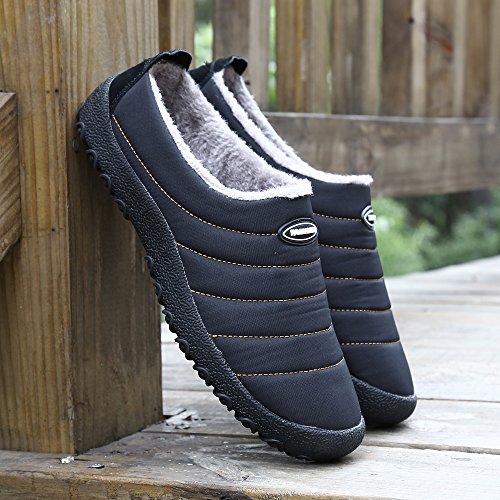 Zapatillas de Estar por Casa Mujer Hombre, Invierno Zapatos de Casa con Forro de Cálido - Cálidas y Cómodas - con Suela Antideslizante para Exterior e Interior,Azul 42