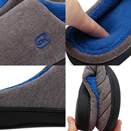 Zapatillas Hombre Mujer Invierno CáLido Zapatos Memory Foam Casa Antideslizante Pantuflas (Y-Gris/Azul, 42/43 EU)
