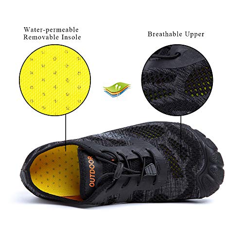 Zapatillas Minimalista Hombre Mujer de Trail Running Escarpines Zapatos de Agua Secado Rápido Deportes Antideslizante Unisexo Negro A Reino Unido 44