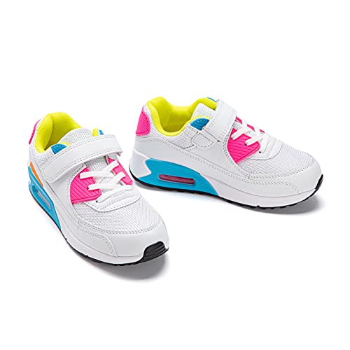 Zapatillas Niño Unisex Sneakers Niña Zapatos Deporte Running Calzado Niños Casual Transpirables Antideslizante Blanco Rosa Talla 31 EU