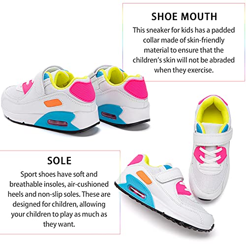 Zapatillas Niño Unisex Sneakers Niña Zapatos Deporte Running Calzado Niños Casual Transpirables Antideslizante Blanco Rosa Talla 31 EU