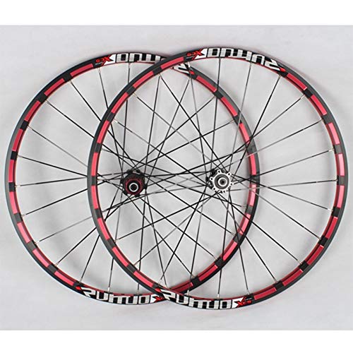 Zatnec 26 27.5 Pulgadas Ruedas Ciclismo Juego Ruedas Bicicleta Freno De Disco Liberación Rápida Llanta De Aleación De Doble Pared por 8/9 / 10S Volante (Color : Red hub Red Logo, Size : 26inch)