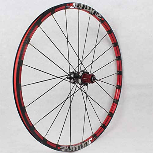 Zatnec 26 27.5 Pulgadas Ruedas Ciclismo Juego Ruedas Bicicleta Freno De Disco Liberación Rápida Llanta De Aleación De Doble Pared por 8/9 / 10S Volante (Color : Red hub Red Logo, Size : 26inch)