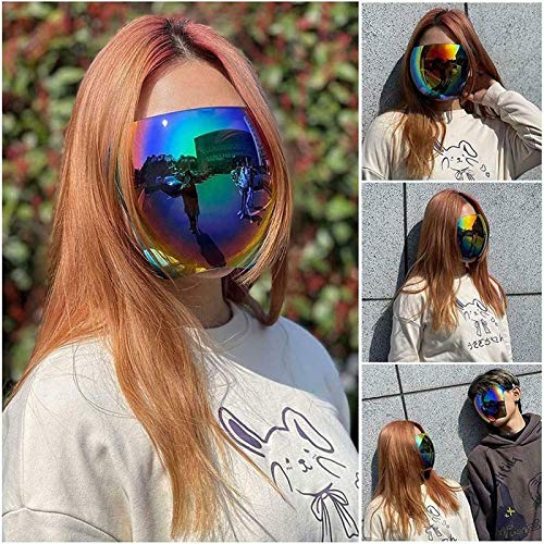 ZAYALI Oversized Huge Big Mask Shield Full Face Polarized Large Mirror Sunglasses,Face Shield Sunglasses, Shield Visor Sunglasses, Flat Top Mirrored Mono Lens, UV Protection (A)