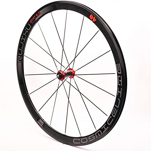 ZCXBHD Ruedas de Bicicleta de Carretera 700C de Fibra de Carbono 120 Anillos 40 Mm de Aleación Ultraligera C/V Disco de Freno Lanzamiento Rápido 8-9-10-11 Velocidad Cursor Reflejo