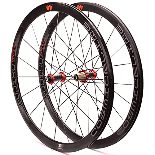 ZCXBHD Ruedas de Bicicleta de Carretera 700C de Fibra de Carbono 120 Anillos 40 Mm de Aleación Ultraligera C/V Disco de Freno Lanzamiento Rápido 8-9-10-11 Velocidad Cursor Reflejo