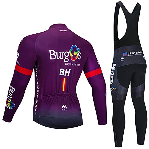 ZDFLC Invierno Ropa Conjunto Traje Manga Larga Ciclismo Hombre Invierno con 3D Acolchado de Gel, Maillot Ciclismo con Forro Térmico de Lana + Pantalon Bicicleta para MTB Ciclista Bici