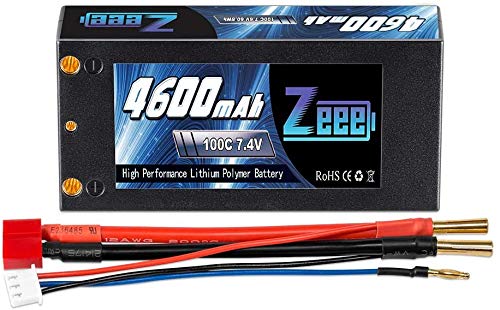 Zeee 2S Lipo Batería 7.4V 100C 4600mAh Hardcase RC Batería con Conector de Bola a Deans T de 4.0mm para Vehículos RC, Automóviles, Camiones, Barcos (Corto)
