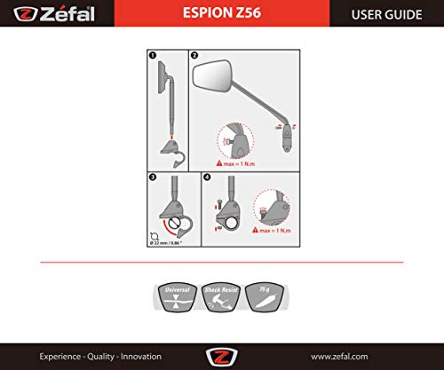 ZEFAL Spy Z56 – Espejo retrovisor rechtes E-Bike E-Bike con Espejo y – Función a Prueba de roturas